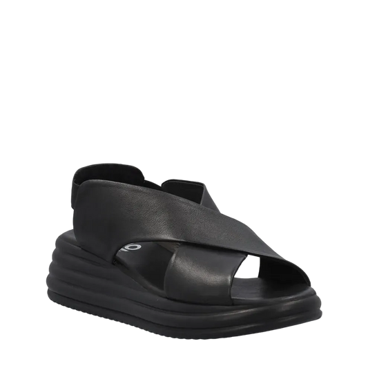 Bueno - Sandali comodi in pelle nera.