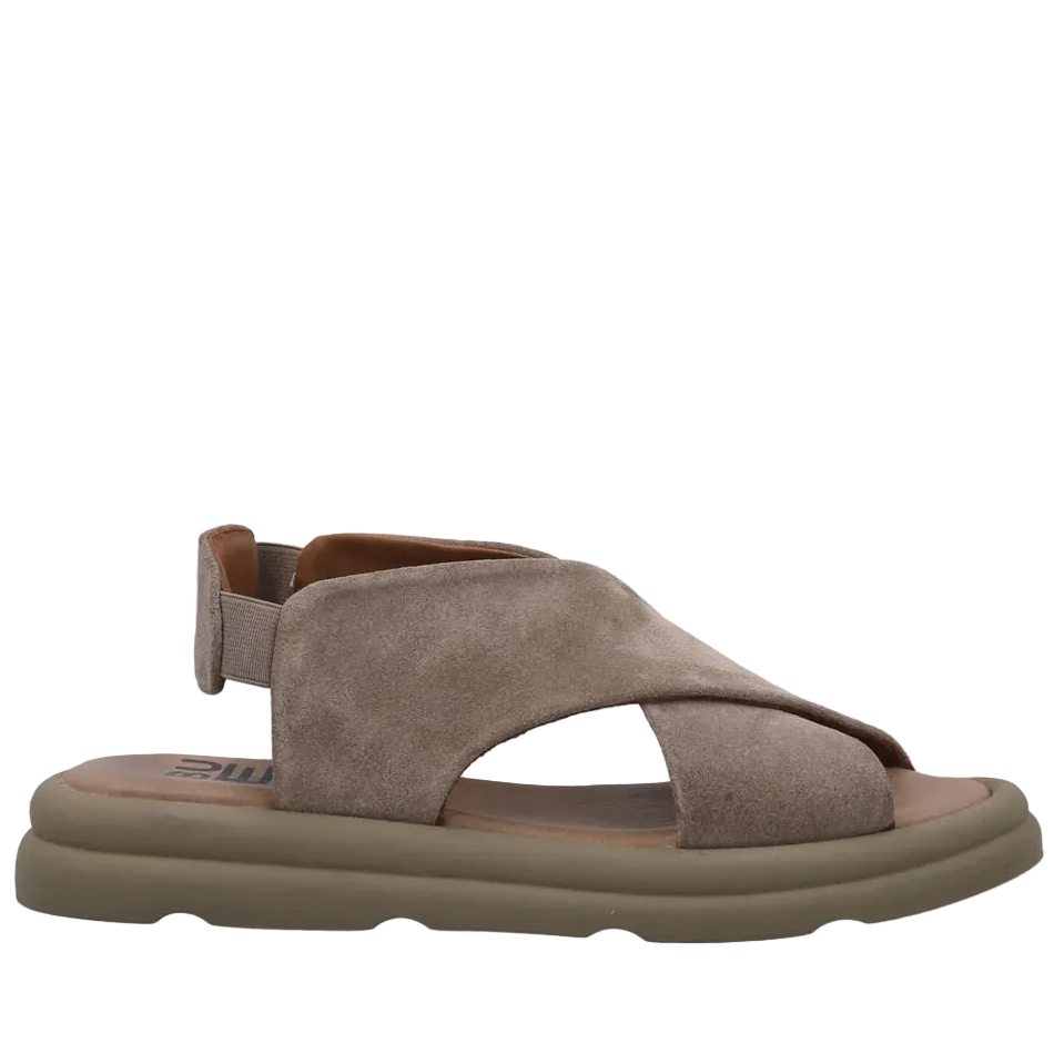 Bueno - Sandalo comodo  in camoscio grigio
