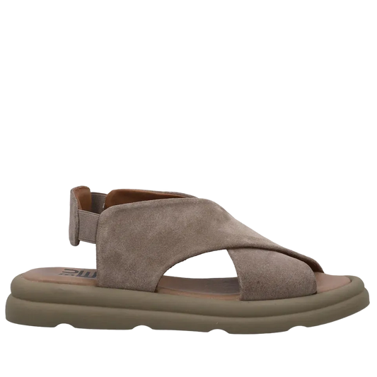 Bueno - Sandalo comodo  in camoscio grigio