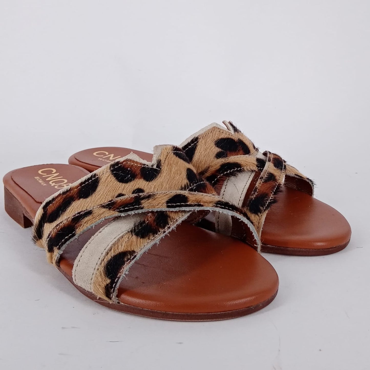 MRC- Ciabatta fashion donna con fasce in pelle animalier.