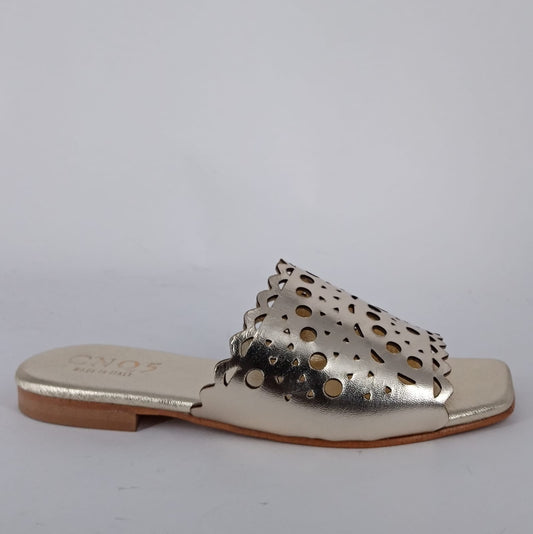 MRC - Ciabatta fashion donna in pelle platino.