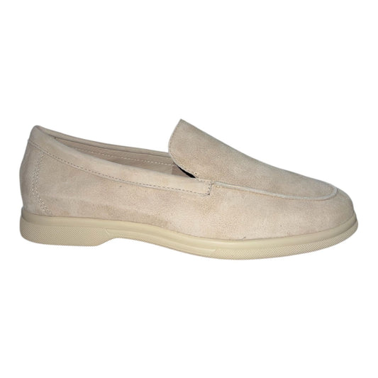 Frau - Mocassino donna in camoscio color burro .