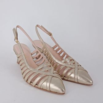 Melluso . Dècolettè slingback in pelle platino.