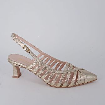 Melluso . Dècolettè slingback in pelle platino.