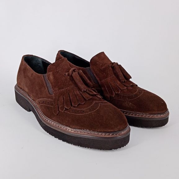 GRAMAR SHOES - Slip on in camoscio testa di moro