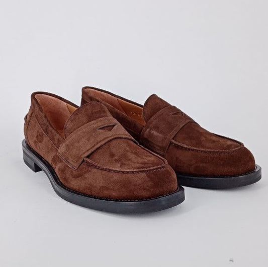 FRAU - Mocassino donna in pelle scamosciata marrone.