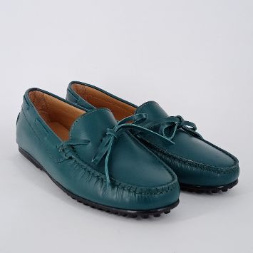 MASTRO DOMENICO . Mocassino in pelle color petrolio.