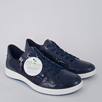 ARA . Sneakers  blu con lacci e zip.