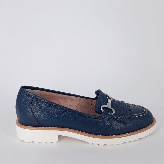 Cinzia valle - Mocassino in pelle blu.