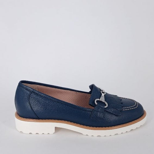Cinzia valle - Mocassino in pelle blu.