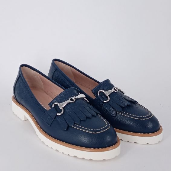 Cinzia valle - Mocassino in pelle blu.