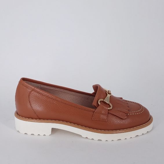 Cinzia valle - Mocassino in pelle cognac.