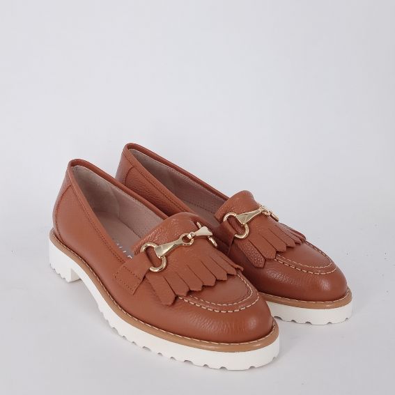 Cinzia valle - Mocassino in pelle cognac.