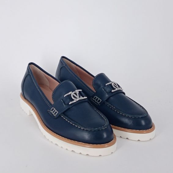 Cinzia valle - Mocassino in pelle blu.