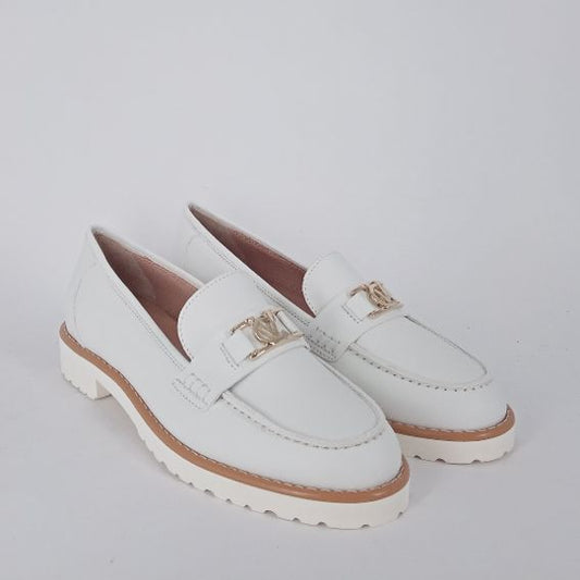 CINZIA VALLE - Mocassino in pelle bianca .