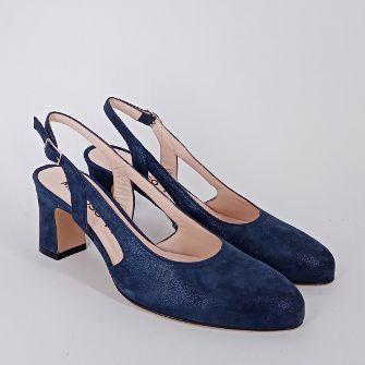 Melluso . Decolèttè slingback in camoscio blu.