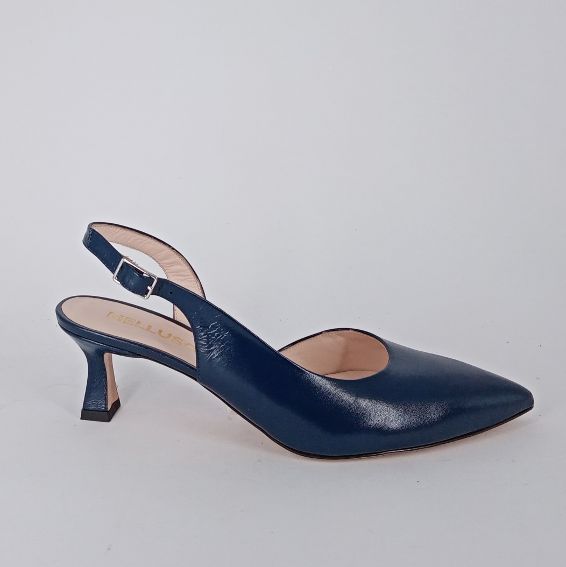 Melluso . decollètè slingback in pelle blu.