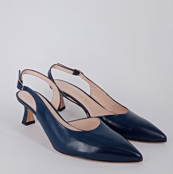 Melluso . decollètè slingback in pelle blu.
