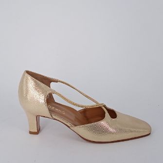 MRC . Decolletè in pelle lurex platino con cinghie incrociate  50%