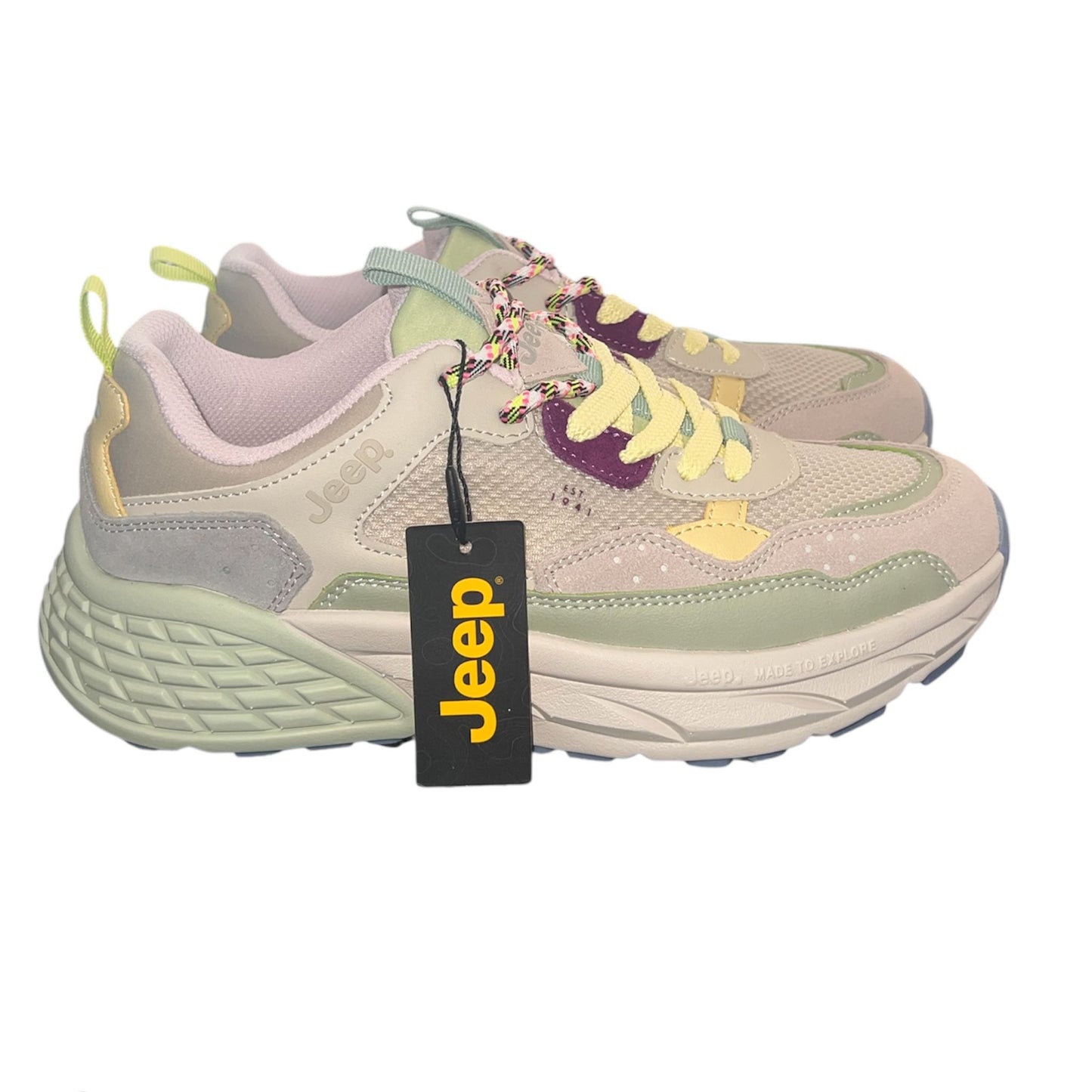 Jeep - Sneakers donna in tessuto e pelle multicolor pastello.