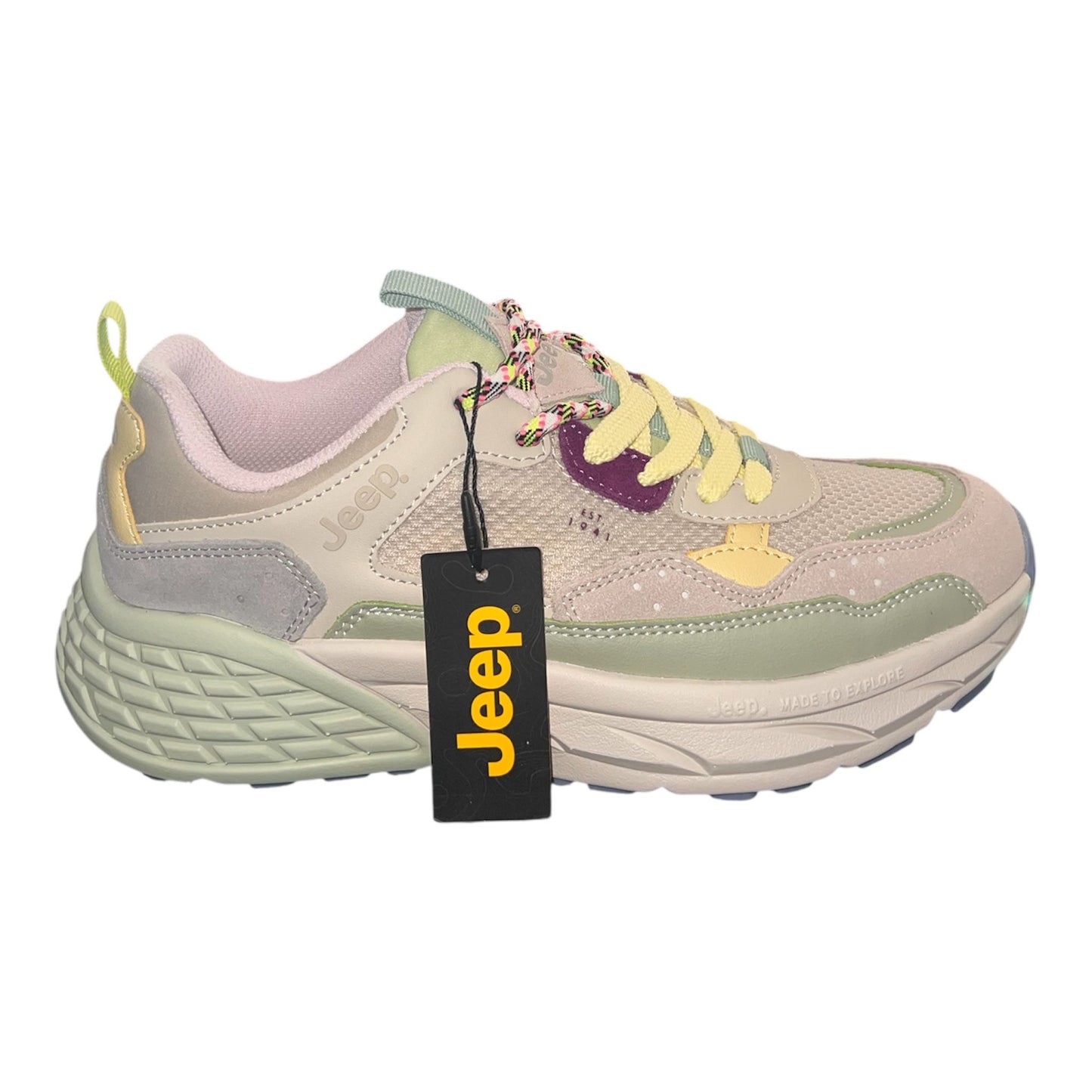 Jeep - Sneakers donna in tessuto e pelle multicolor pastello.