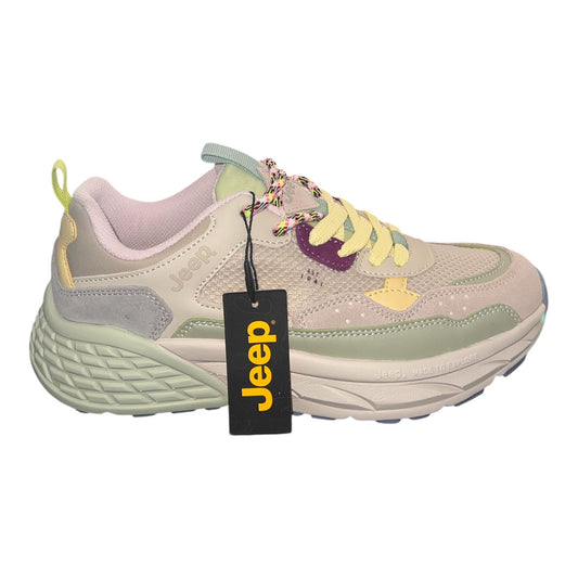 Jeep - Sneakers donna in tessuto e pelle multicolor pastello.