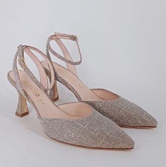 Melluso . Decolèttè slingback in tessuto platino .