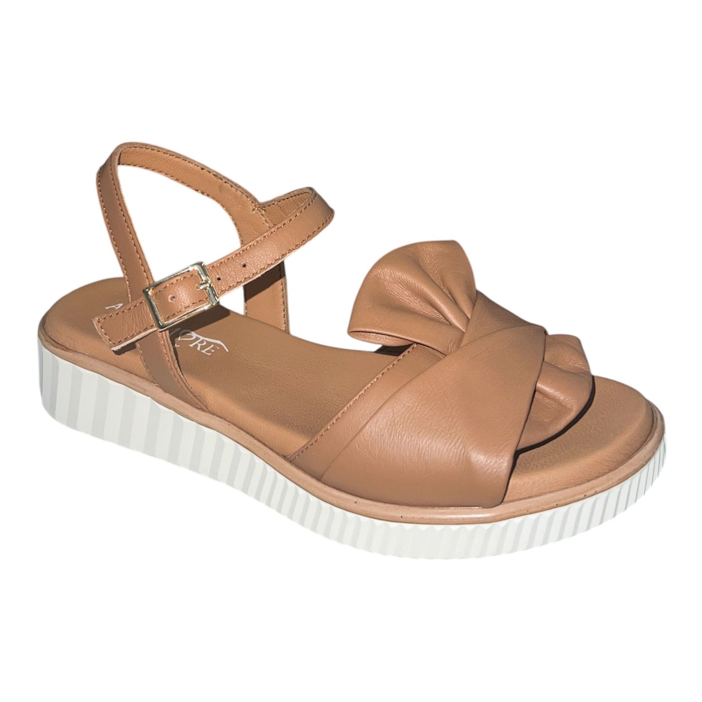 ACQUAMORE - Sandali comodi donna in pelle cuoio.