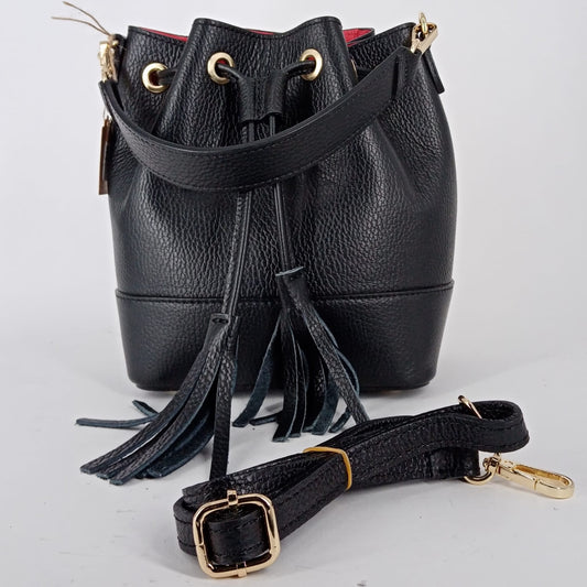 Marconato Borse - Secchiello in pelle nera.