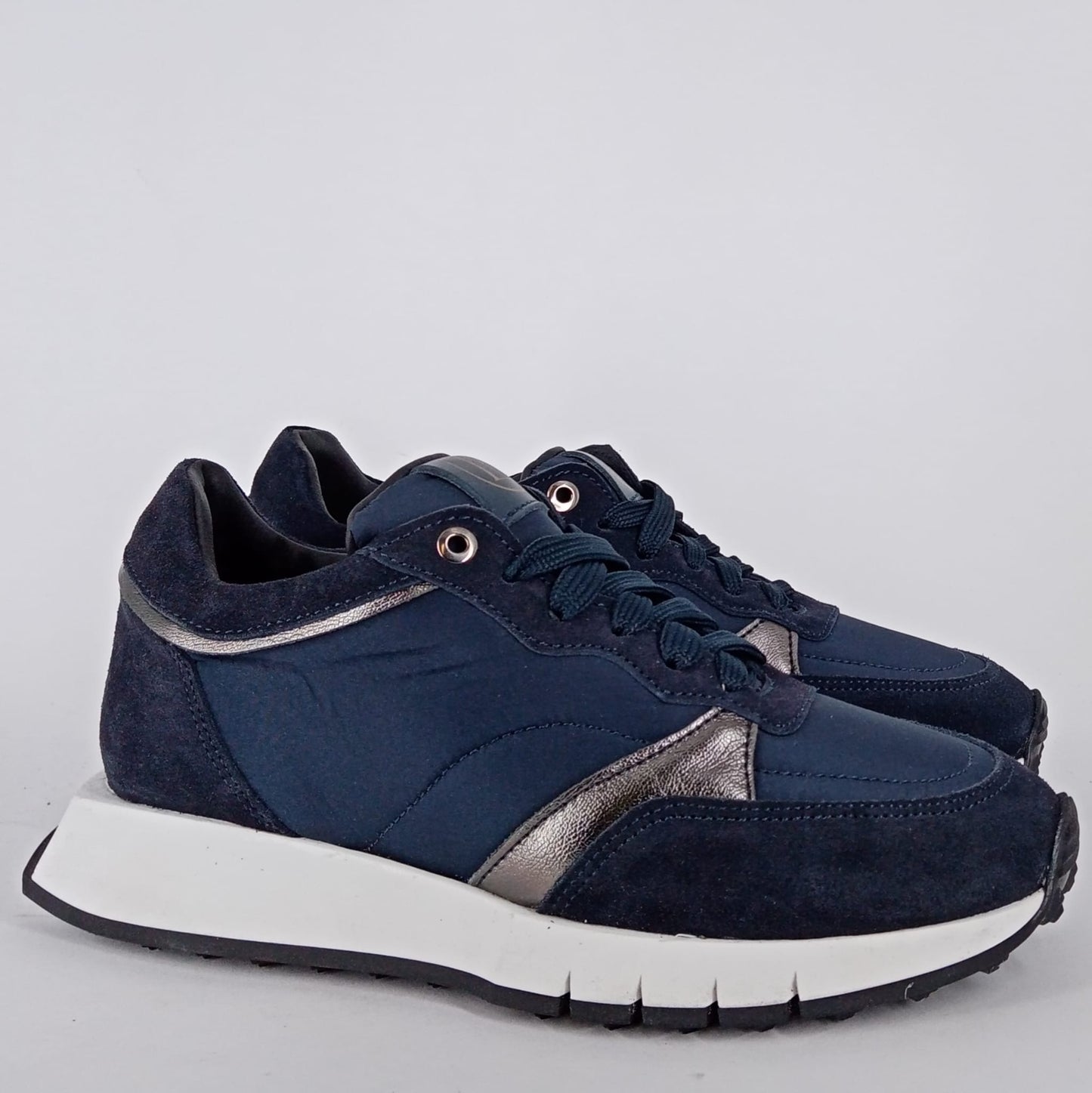 MRC- Sneakers in pelle e tessuto blu -30%