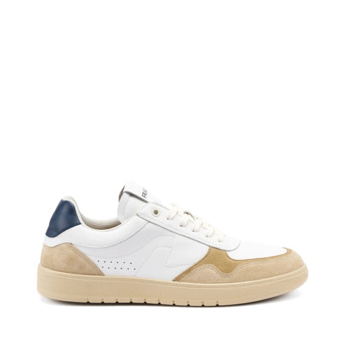 Frau - Sneakers uomo  in pelle bianca con inserti in camoscio .