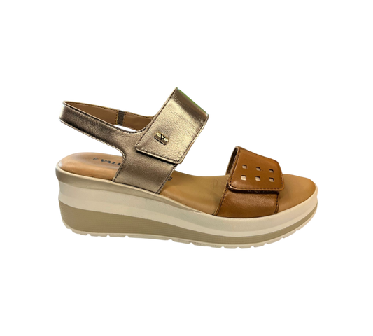 VALLERVERDE - Sandalo donna in pelle bicolore.