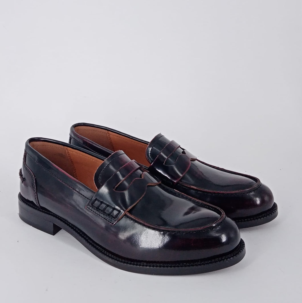 Melluso- Mocassino college donna in pelle bordò.