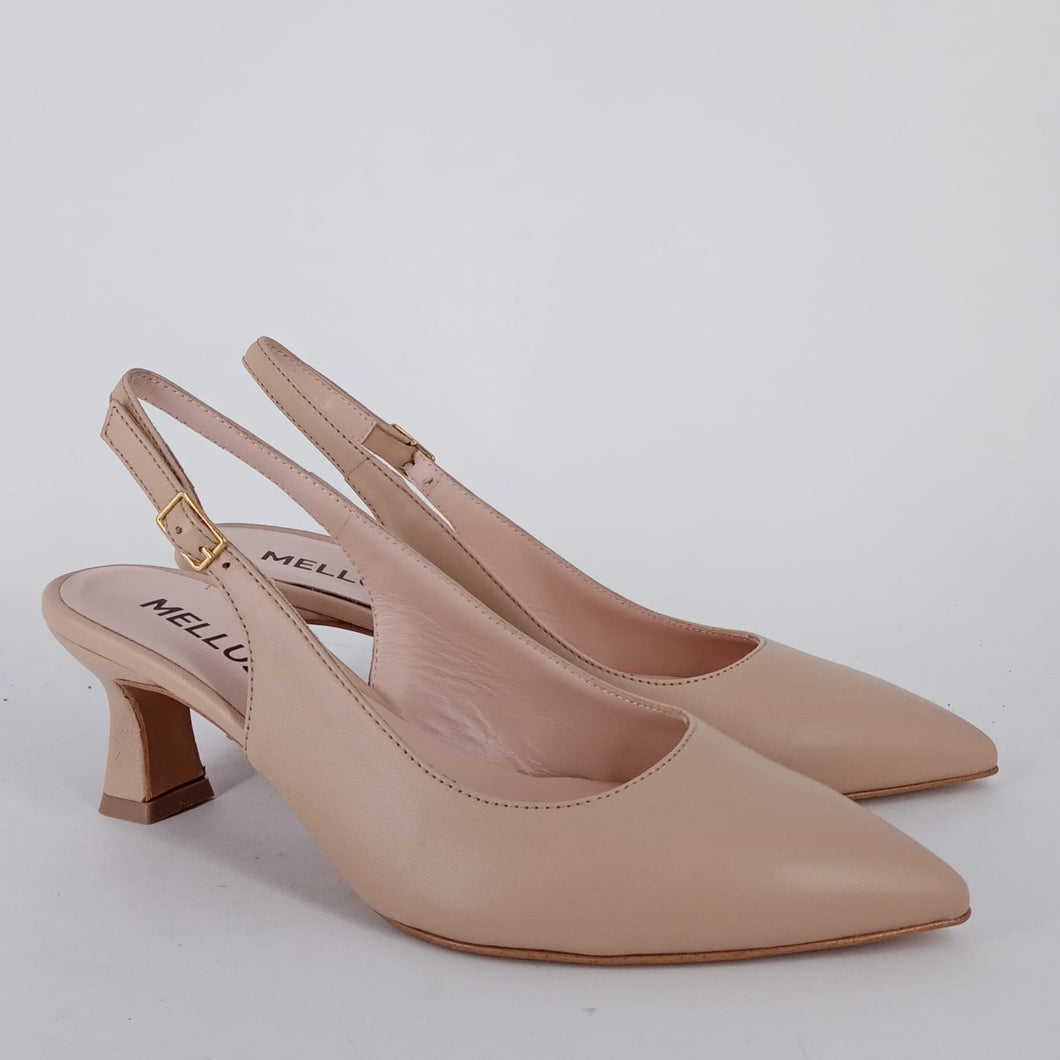 Melluso - Decolleté slingback in pelle fondotinta.