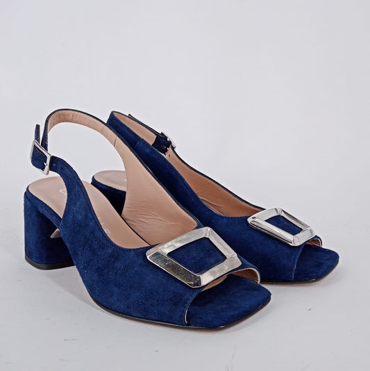 Cinzia valle - Sandalo in camoscio blu.