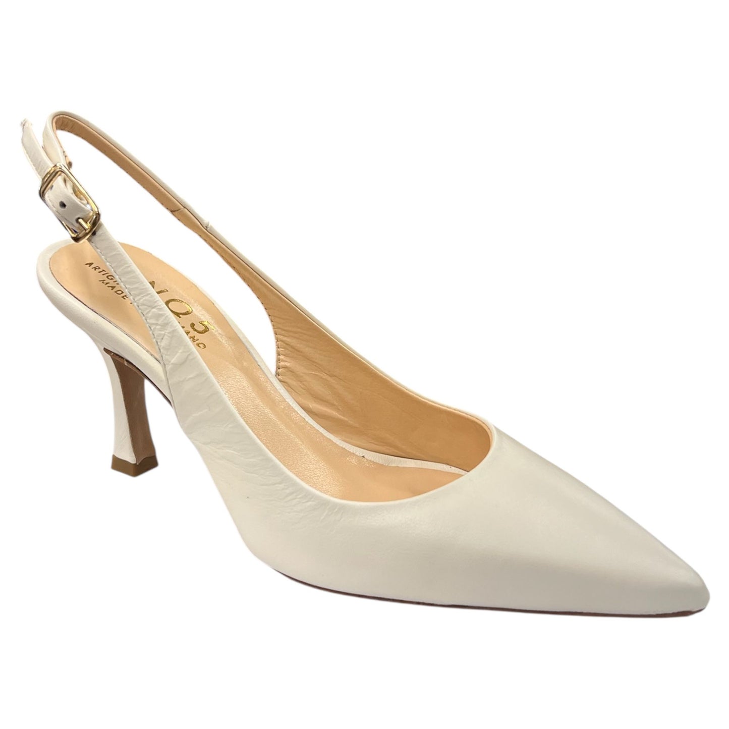 CNQ5 - Dècolletè slingback in pelle bianca.