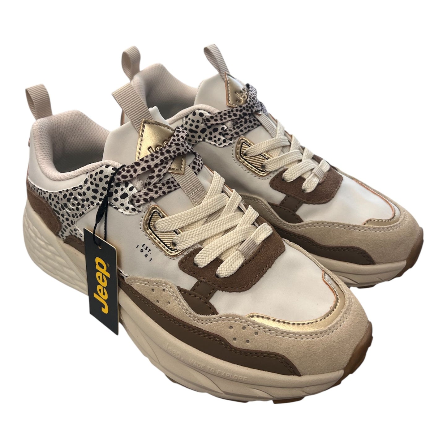 Jeep - Sneakers donna in tessuto e pelle leopardato.