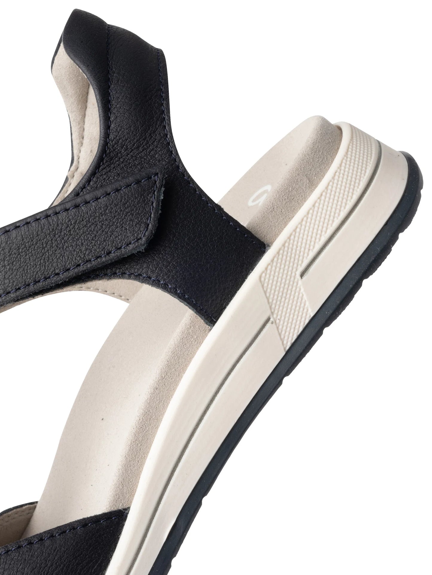 Ara - Sandali comodo in pelle blu con velcri e accessorio in metallo.