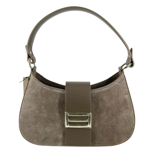 Marconato borse - Borsa in pelle scamosciata tortora.