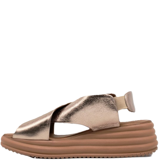 Bueno - Sandali comodi in pelle bronzo