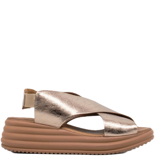 Bueno - Sandali comodi in pelle bronzo