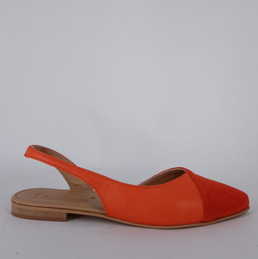 Mastro Domenico - Slingback Chanel in pelle e camoscio arancione.