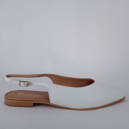 Mastro Domenico - Slingback Chanel in pelle bianca.