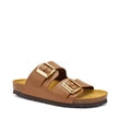 Frau - Ciabatta doppia fascia in pelle marrone.