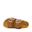 Frau - Ciabatta doppia fascia in pelle marrone.