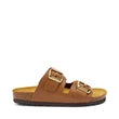 Frau - Ciabatta doppia fascia in pelle marrone.