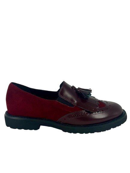 Cinzia Valle - Mocassino in pelle e camoscio bordò.