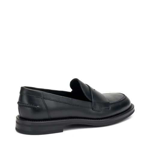 Frau - Mocassino donna  in pelle nera  con traversina.