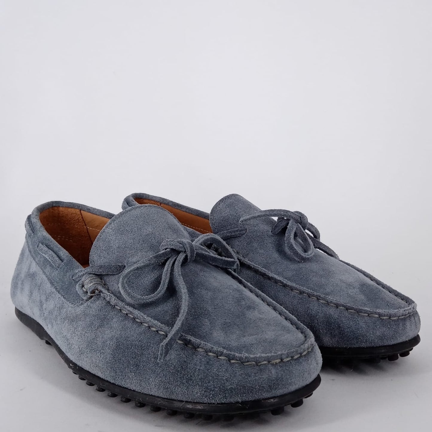 Mastro Domenico RIVER - Mocassino uomo con laccetti in camoscio azzurro.
