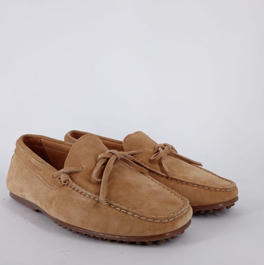 Mastro Domenico RIVER - Mocassino uomo con laccettii in camoscio beige.
